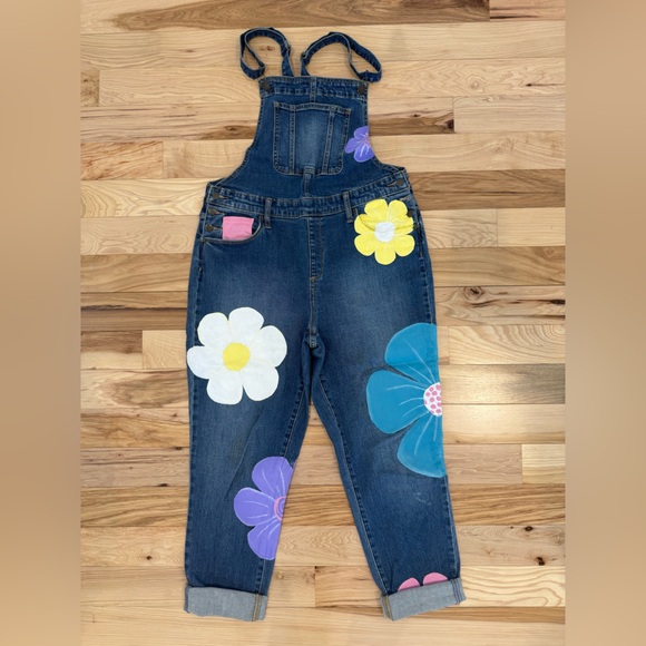 Universal Thread Denim - Hand Painted Floral Denim Overalls | Universal Thread